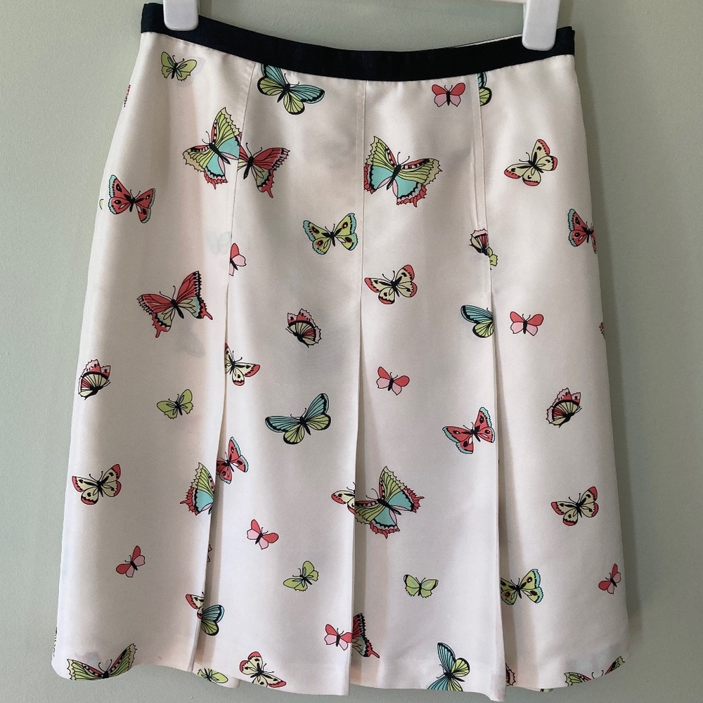 Grace Elements 100% Silk Butterfly Pleated Midi Skirt Size 10